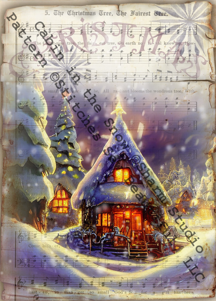 Cabin in the Snow counted cross stitch pattern by SharmStudio