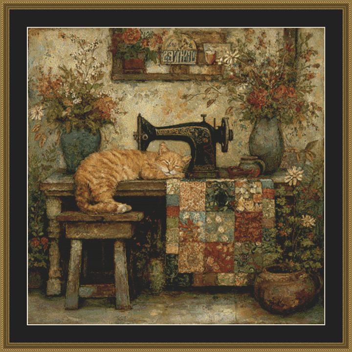 "Cat Nap" cross stitch pattern by Bryna T. Art & Design