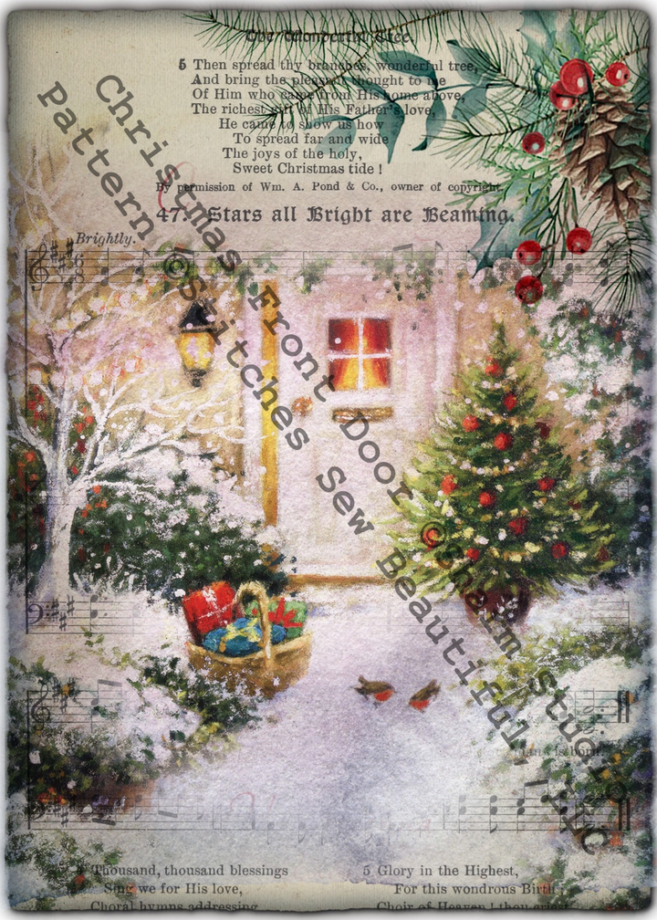 Christmas Front Door counted cross stitch pattern by SharmStudio