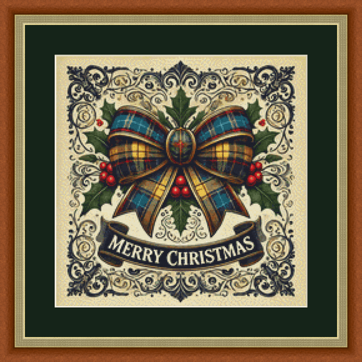 Tartan Christmas Bow 1 (Ornament) counted cross stitch pattern by Art Outrageous
