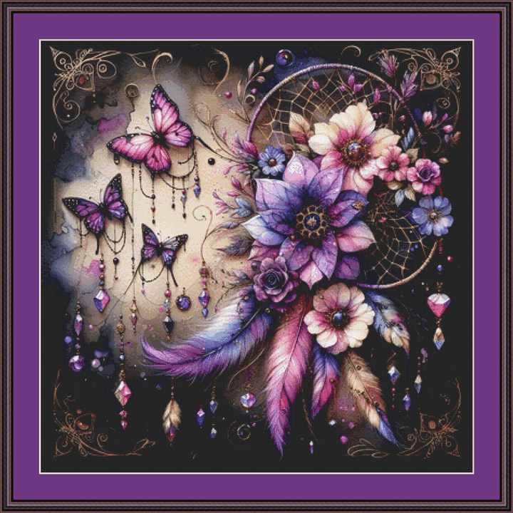 Dream Catcher and Butterflies cross stitch pattern by AI Created Playground/Photoglory127