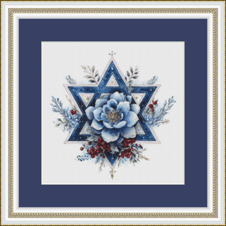 Floral Star of David counted cross stitch pattern by Art Outrageous