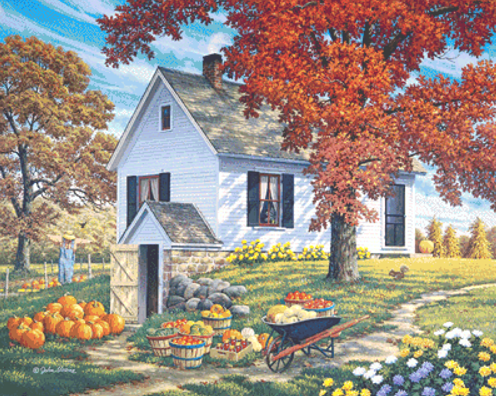Garden Harvest counted cross stitch pattern Copyright © John Sloane; used with permission
