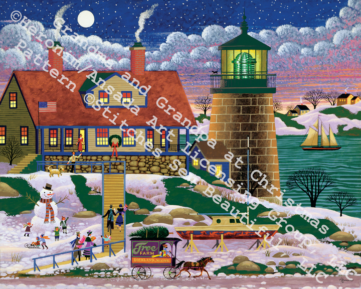 Grandma and Grandpa at Christmas counted cross stitch pattern by Heronim/Ansada Art Licensing Group, LLC