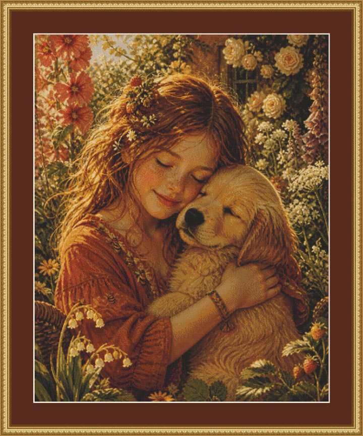 Held in Sunshine cross stitch pattern by Ian's AI Art