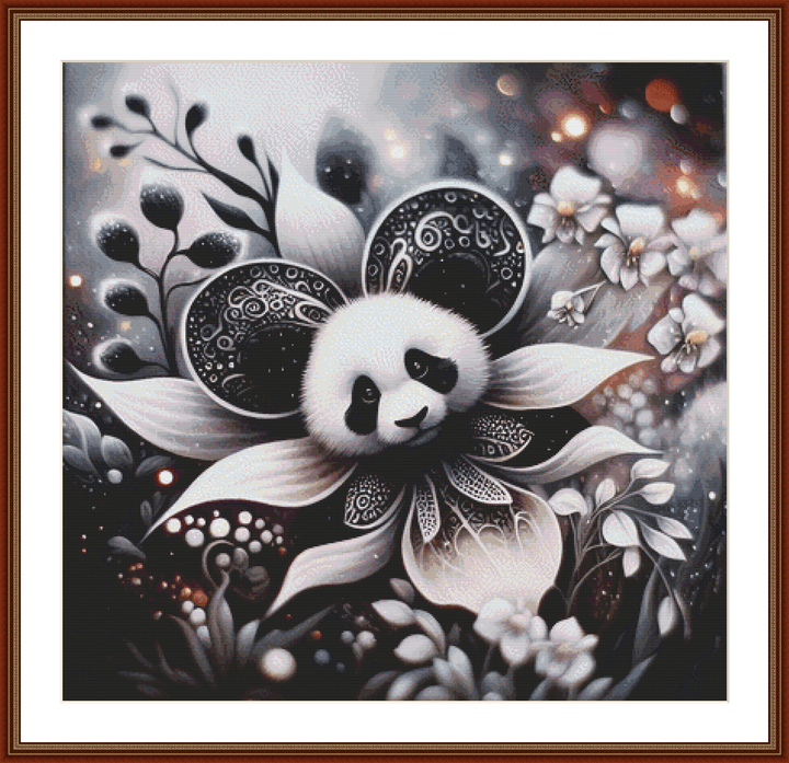 "Panda Petals" cross stitch pattern by AI Created Playground/Photoglory127