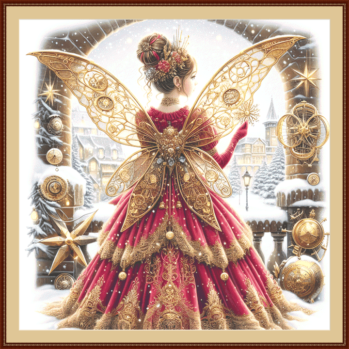 Steampunk Christmas Fairy 2 (Max Size/Color) counted cross stitch pattern by AdneLStudio