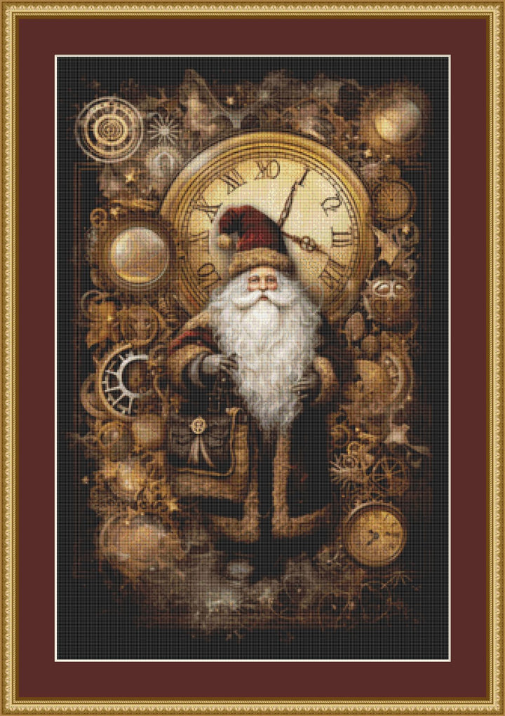 Steampunk Santa counted cross stitch pattern by AdneLStudio