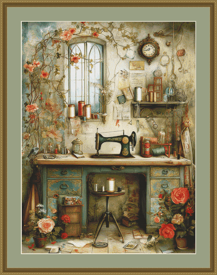 The Sewing Room cross stitch pattern by Bryna T. Art & Design