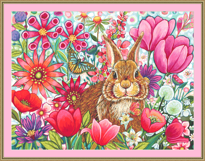 Tiptoes Through The Tulips (Max Size/Color) counted cross stitch pattern by Peggy Davis/Porterfields Fine Art Licensing