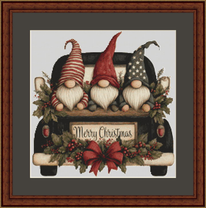 Vintage Christmas Gnomes (Ornament) counted cross stitch pattern by 168 Digital Art Co.