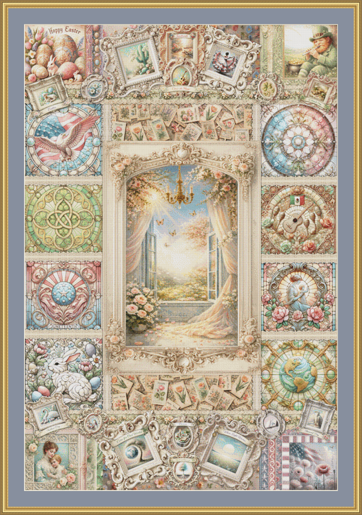 Vintage Spring Collage (Without Poem) MSMC cross stitch pattern by Mystic Vision Gallery