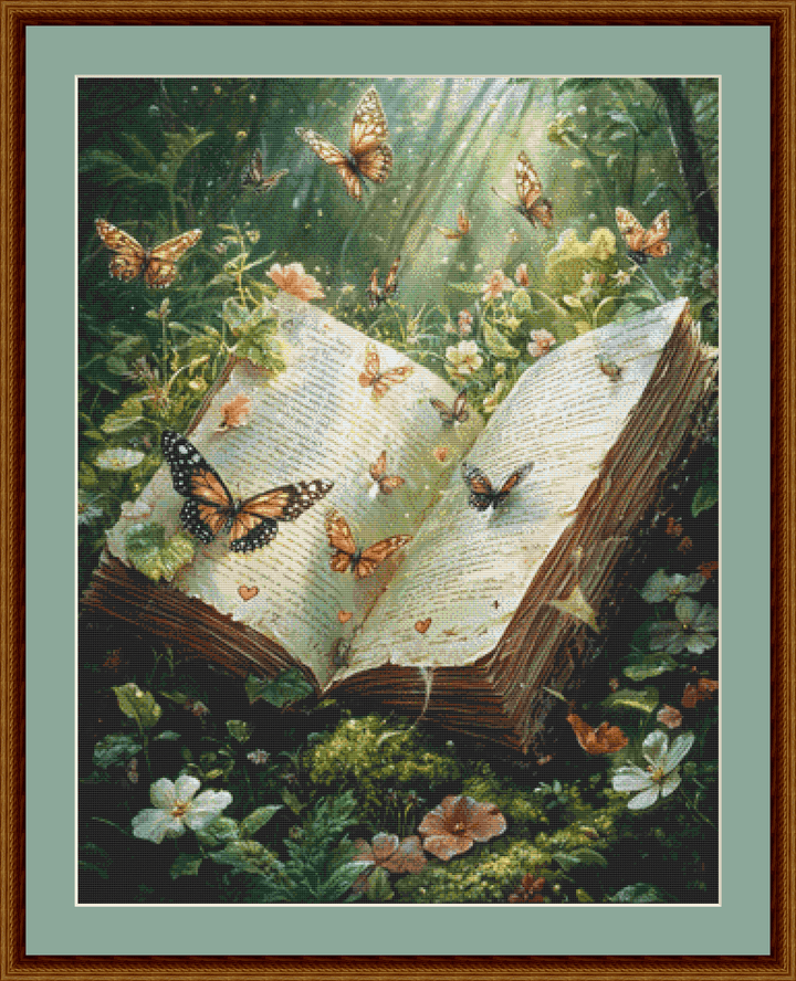 Whispers of The Forgotten Tome cross stitch pattern by Snippets Paper Co.