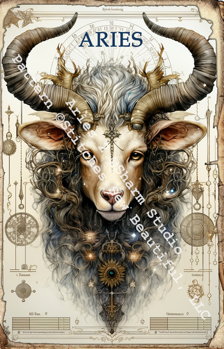 Zodiac - Aries 2 counted cross stitch pattern by Sharm Studio