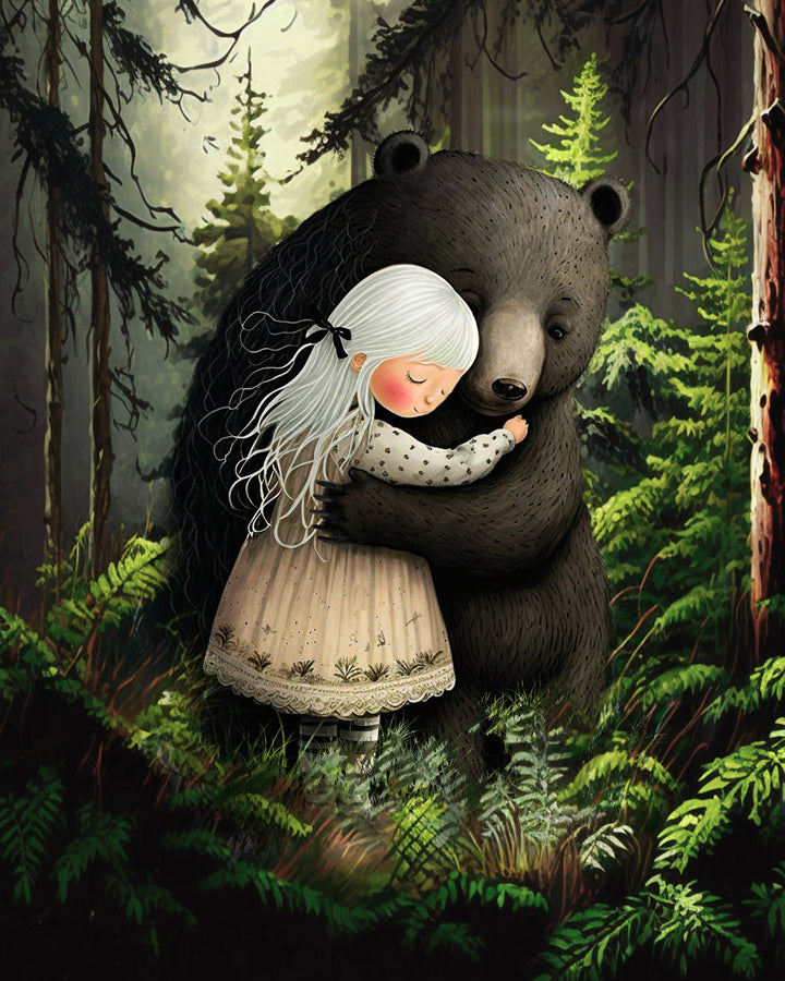 Girl Hug Bear cross stitch pattern by Tammy L. Gross