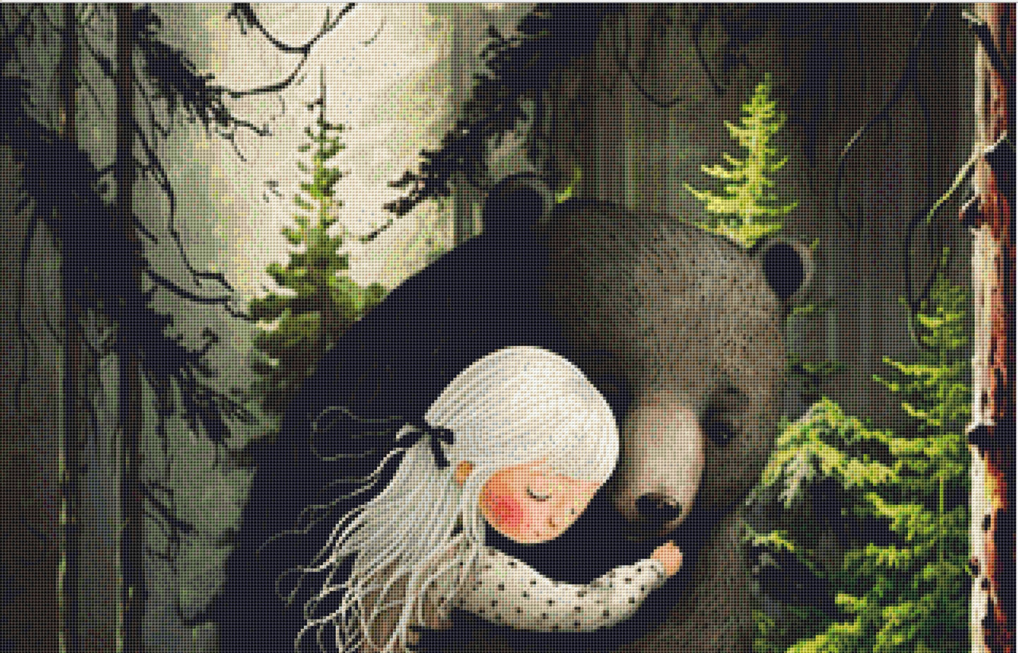 Girl Hug Bear cross stitch pattern by Tammy L. Gross