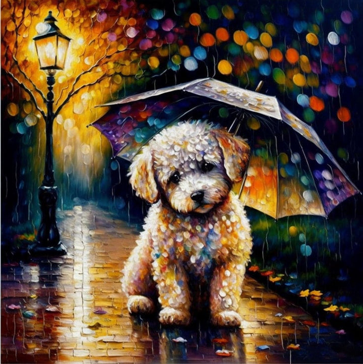 Poodle in The Rain cross stitch pattern by SpinxDesignStudio