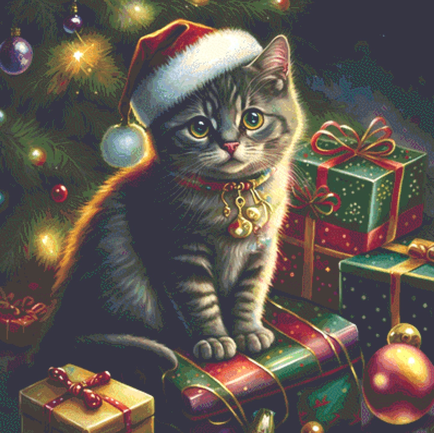 Christmas Cat No. 4 cross stitch pattern by SphinxDesignStudio