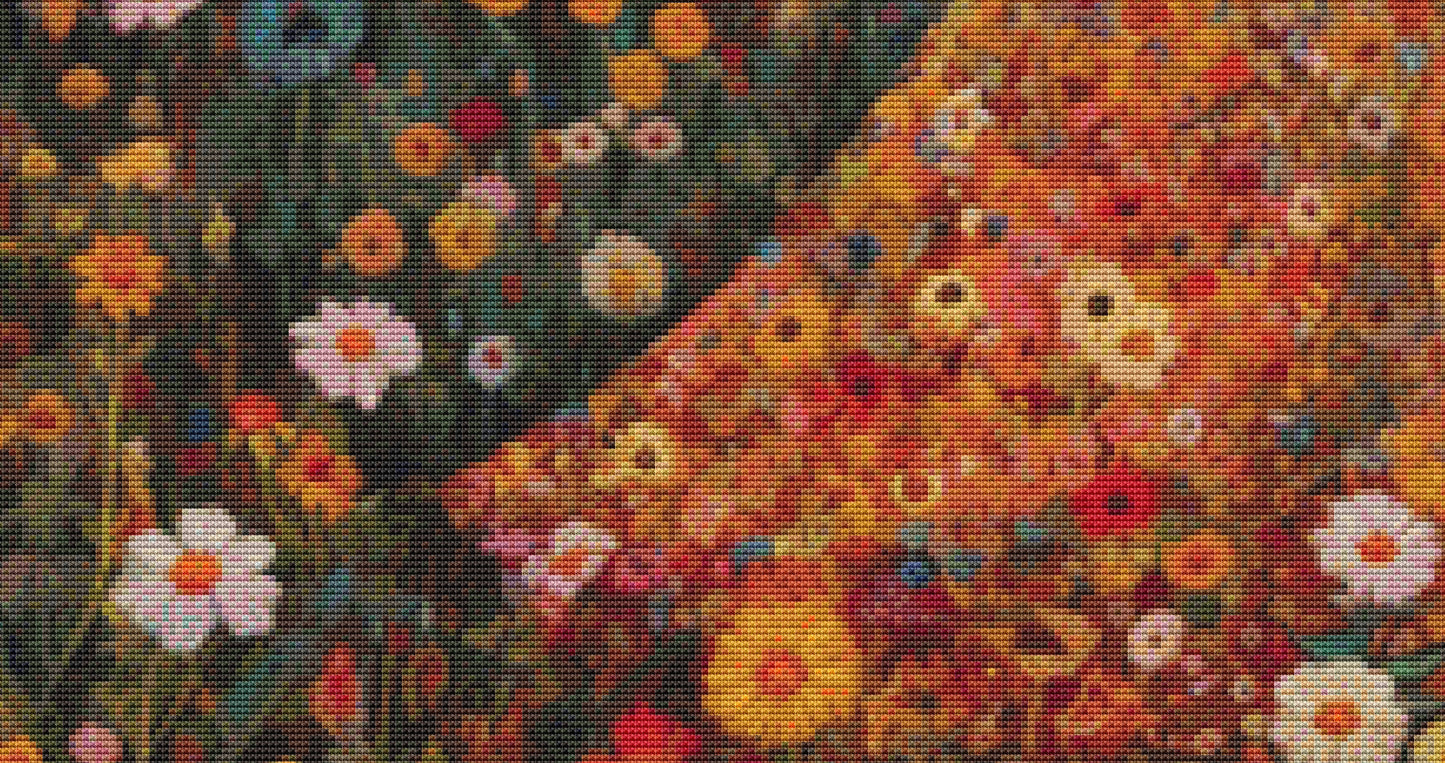 Woman in a Field of Flowers 1 cross stitch pattern by Eder Jose Rosa