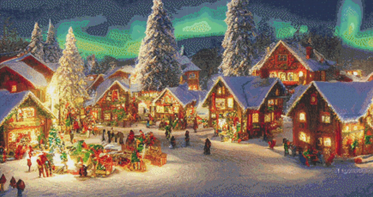 North Pole Under Northern Lights counted cross stitch pattern by White Fields Design