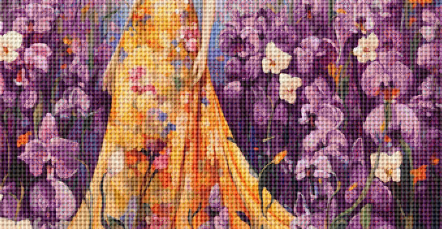 Woman in a Field of Flowers 4 cross stitch pattern by Eder Jose Rosa