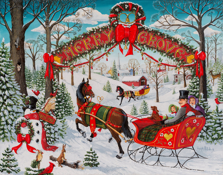 Merry Grove cross stitch pattern by Joseph Holodook/Porterfields Fine Art Licensing