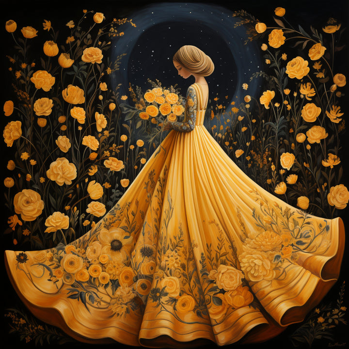 Woman in a Yellow Dress cross stitch pattern by Eder Jose Rosa