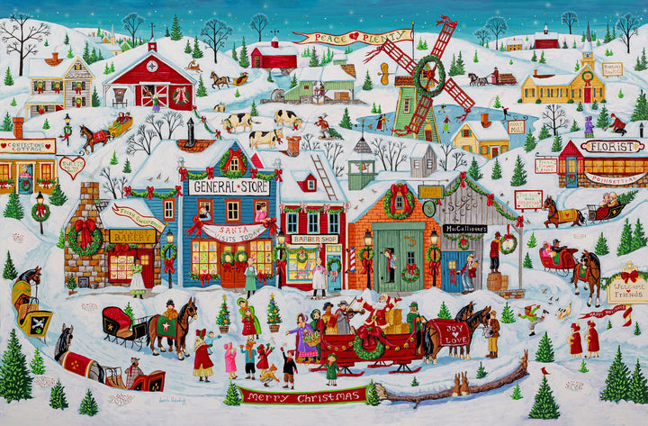 Christmas in Our Town Version 2 cross stitch pattern by Joseph Holodook/Porterfields Fine Art Licensing