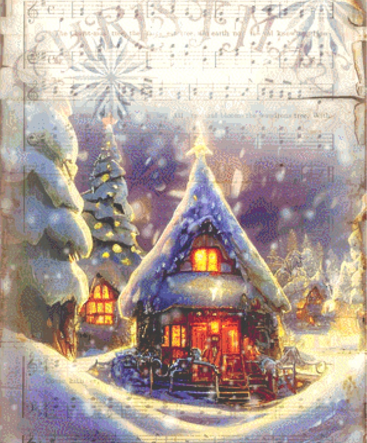 Cabin in the Snow counted cross stitch pattern by SharmStudio