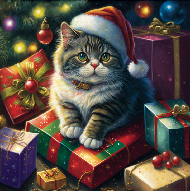 Christmas Cat No. 2 cross stitch pattern by SphinxDesignStudio