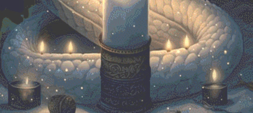 Beautiful White Christmas Dragon cross stitch pattern by Serr.Kai A Quill & Ink