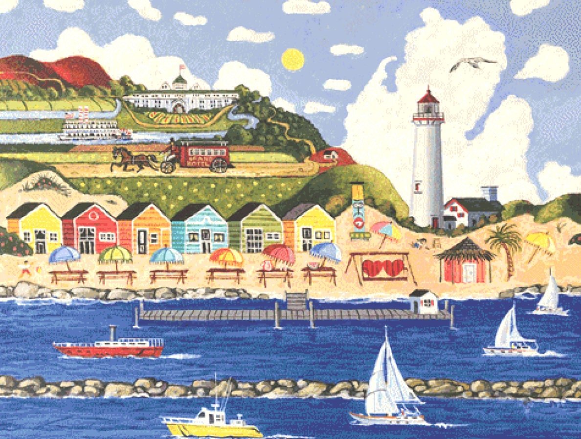 Summer Cottages cross stitch pattern by Patrick Gauthier