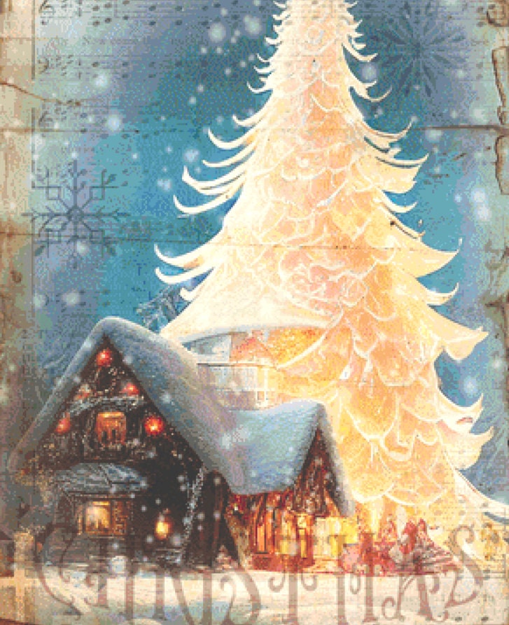 White Christmas Tree counted cross stitch pattern by Sharm Studio