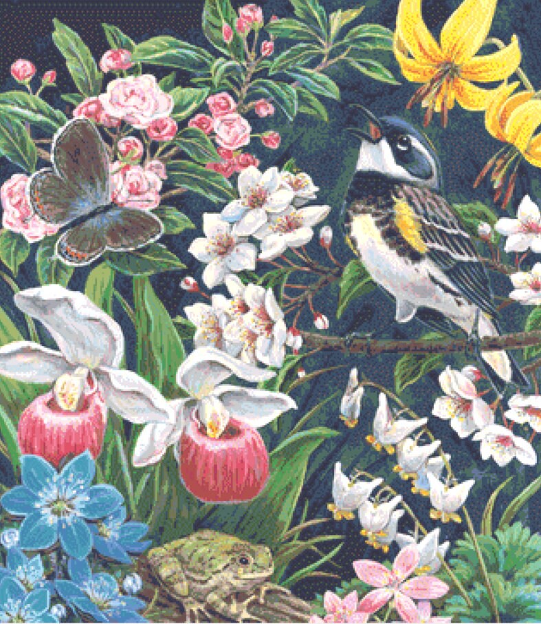 Spring cross stitch pattern by Linda Howard Bittner/Ansada Art Licensing Group, LLC.