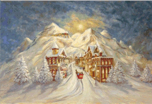 Main Street cross stitch pattern by Angela Trotta Thomas/Ansada Art Licensing Group, LLC.
