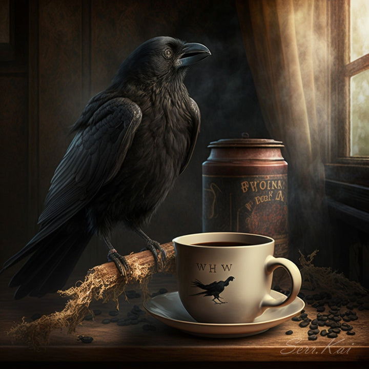 Raven and Coffee cross stitch pattern by Serr.Kai A Quill & Ink