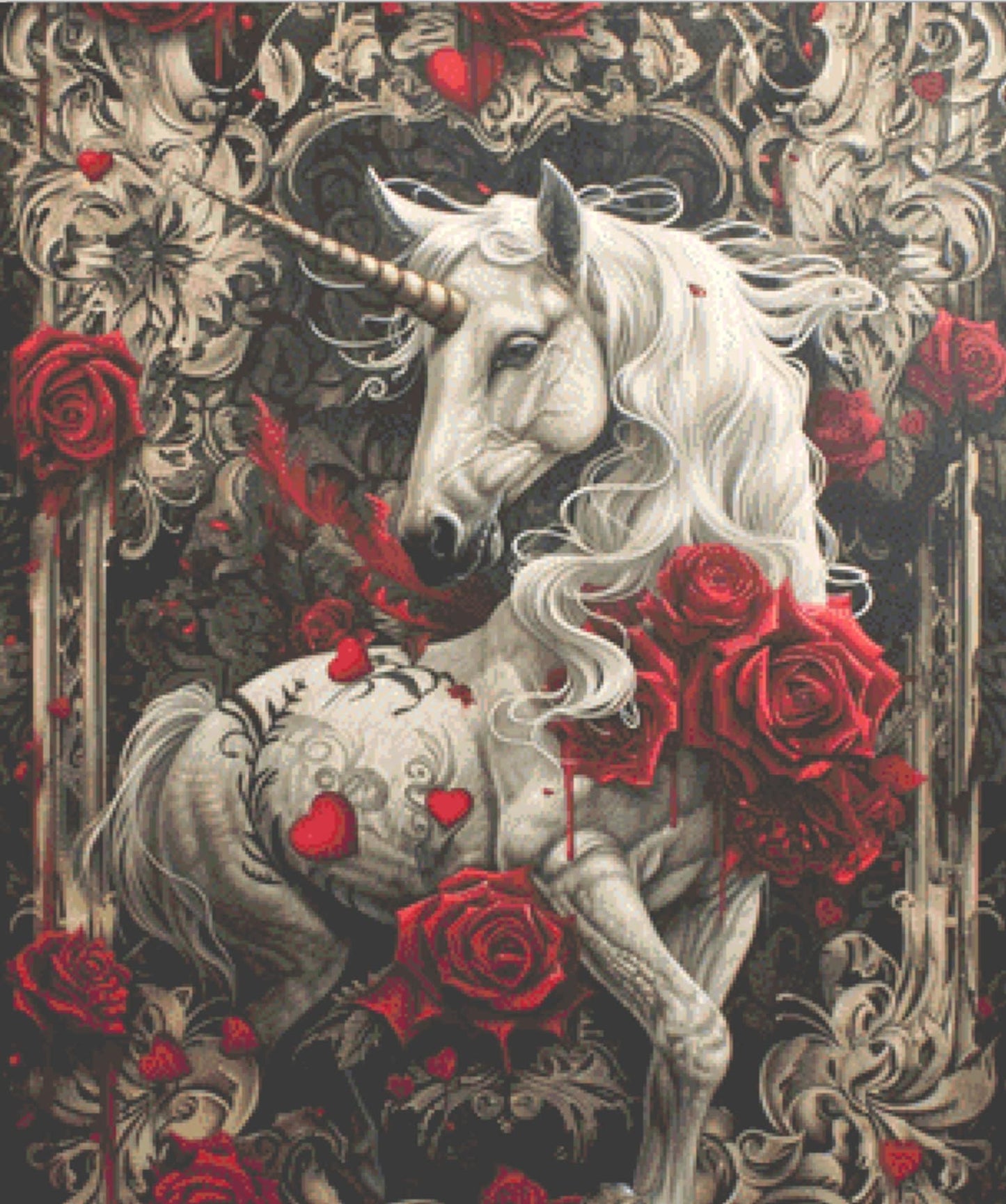 Red and White cross stitch pattern by Serr.Kai A Quill and Ink