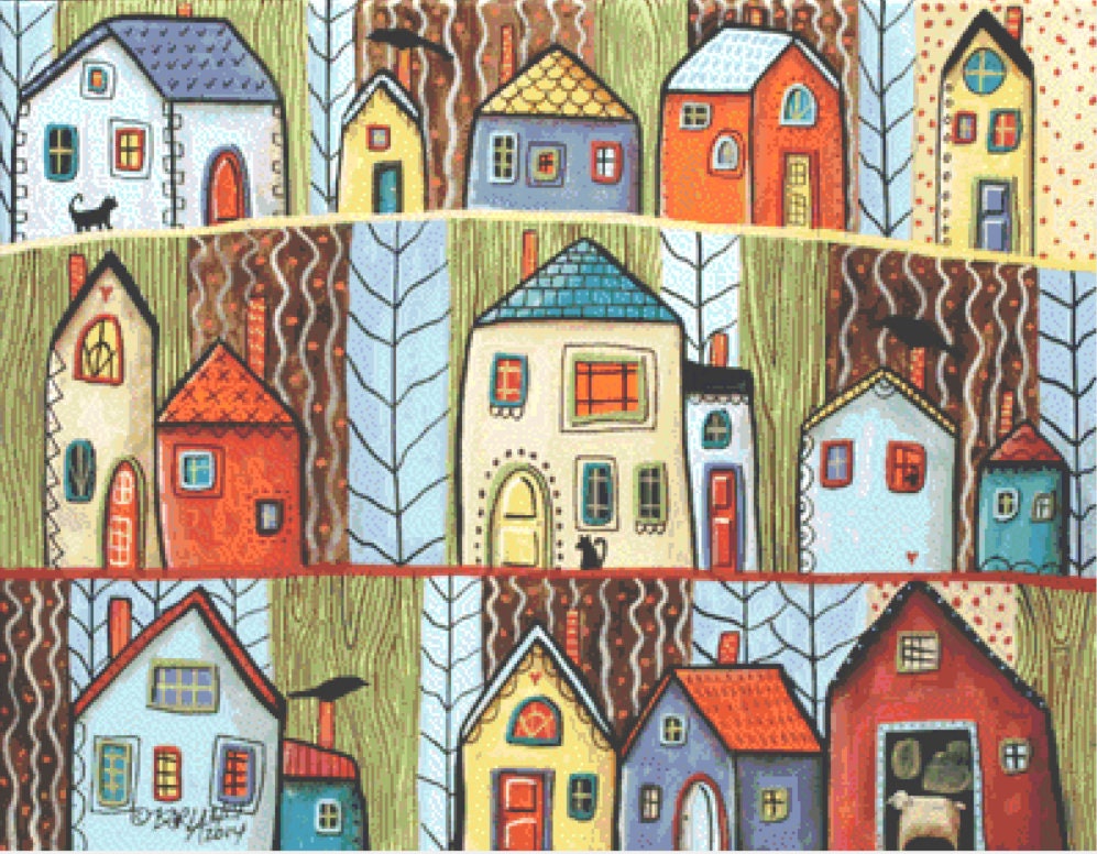 Neighbors 1 counted cross stitch pattern by Karla Gerard