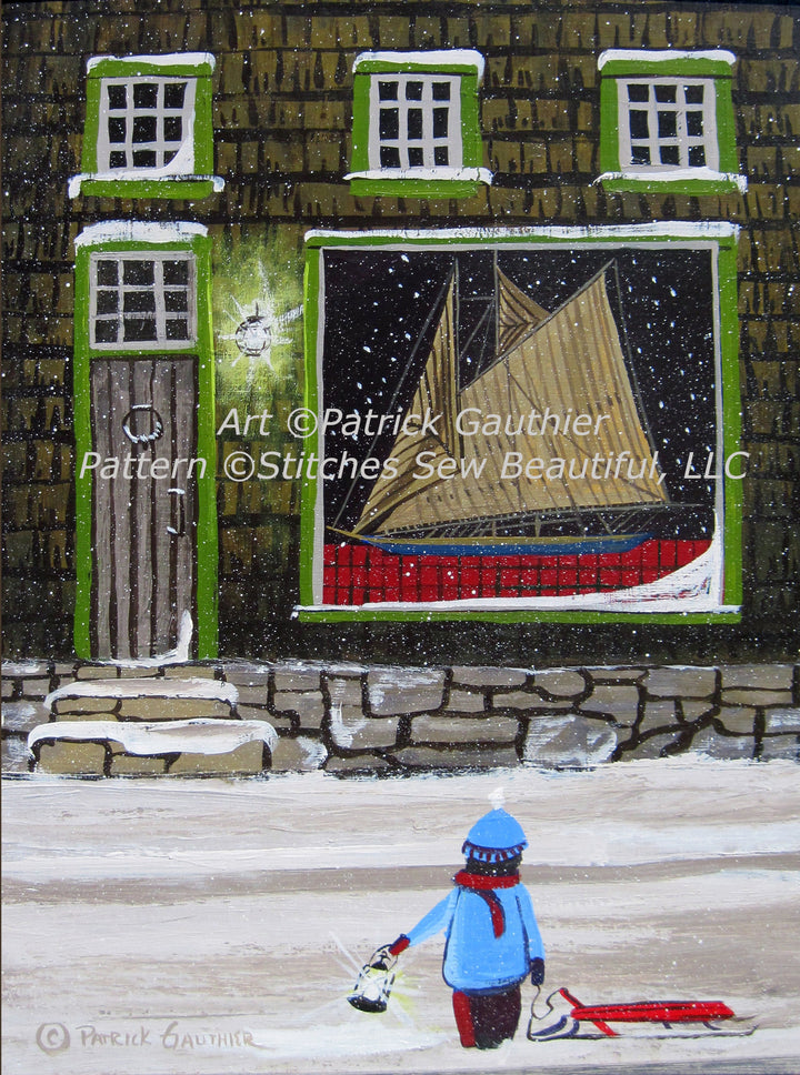 Boat in the Window cross stitch pattern by Patrick Gauthier