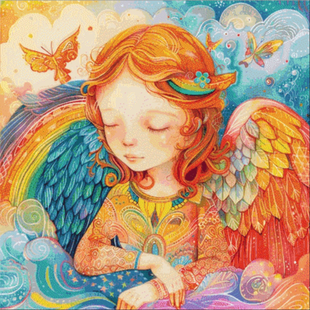 Colorful Angel cross stitch pattern by Passy Art