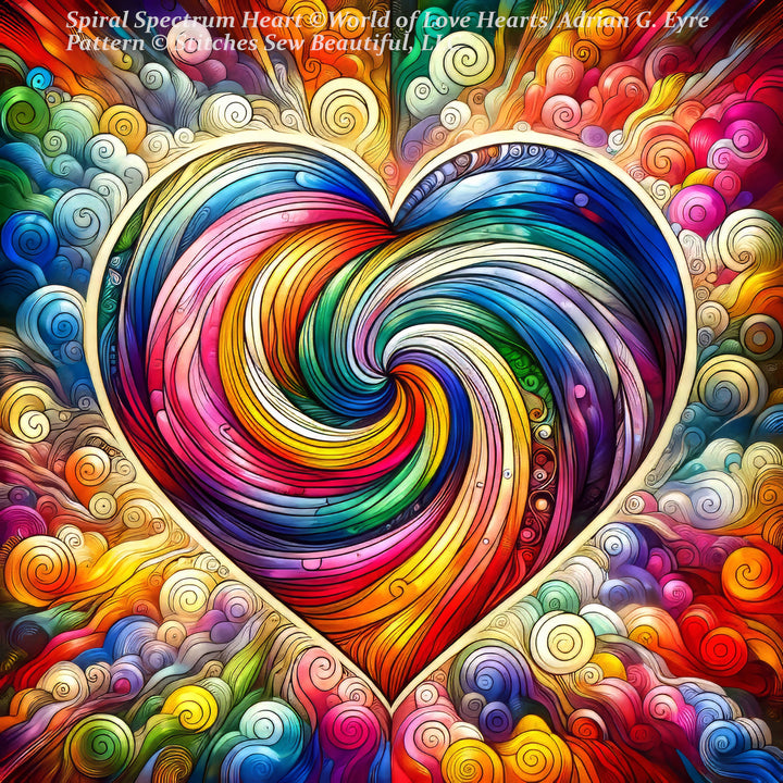 Spiral Spectrum Heart (Small) cross stitch pattern by World of Love Hearts/Adrian G. Eyre