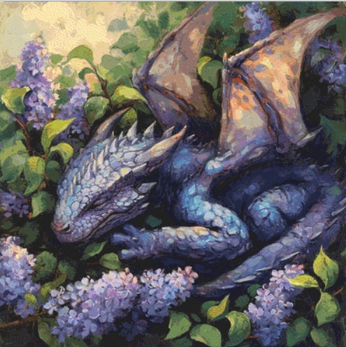 Lilac Dreams Dragon cross stitch pattern by Serr.Kai A Quill & Ink