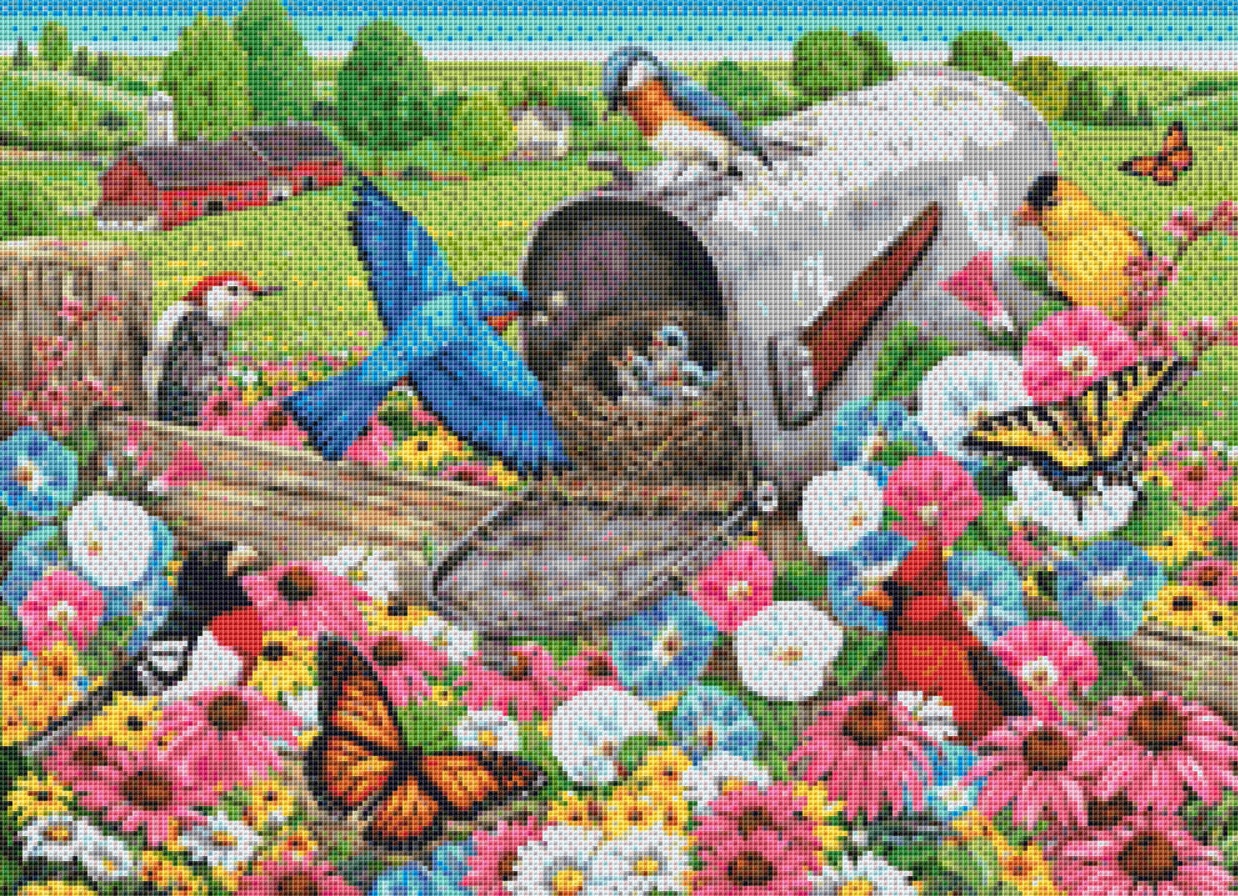 Home Sweet Home Bluebird and Mailbox (Small) cross stitch pattern by Rose Mary Berlin/Ansada Art Licensing Group, LLC