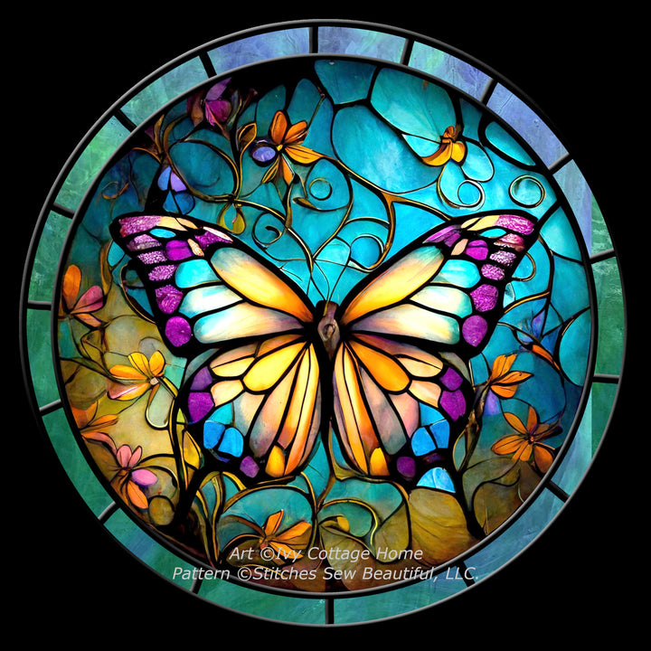 Stained Glass Butterfly 3 cross stitch pattern by IvyCottageHome