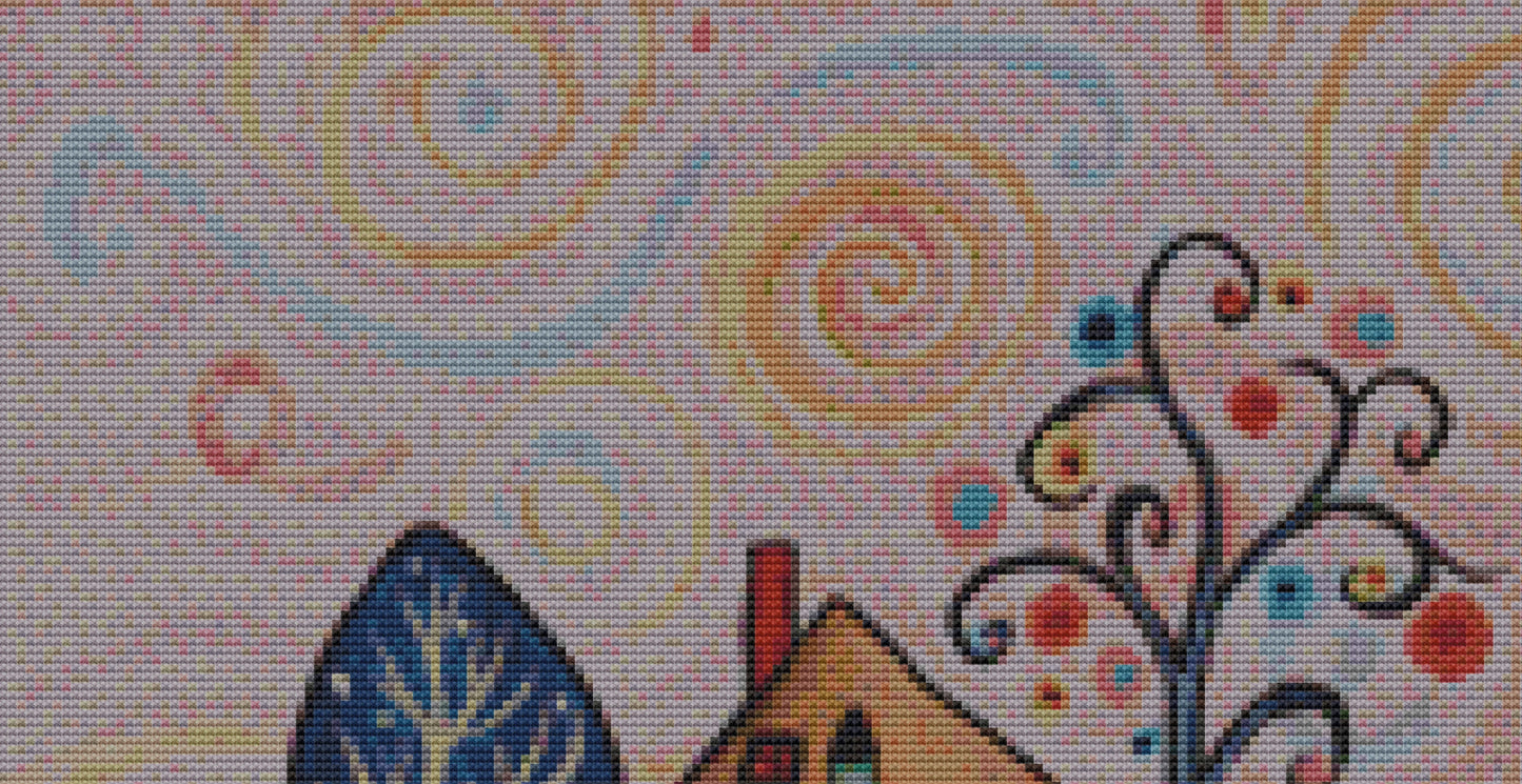 Pink Swirl Sky cross stitch pattern by Karla Gerard