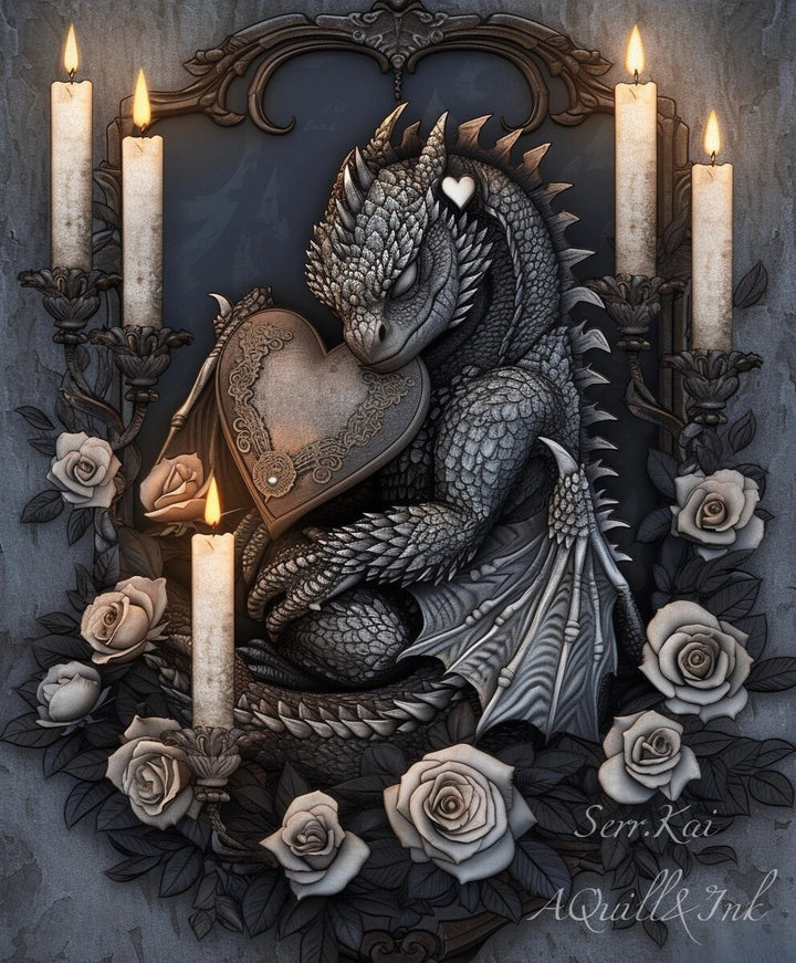 Heart of Black and White cross stitch pattern by Serr.Kai A Quill & Ink