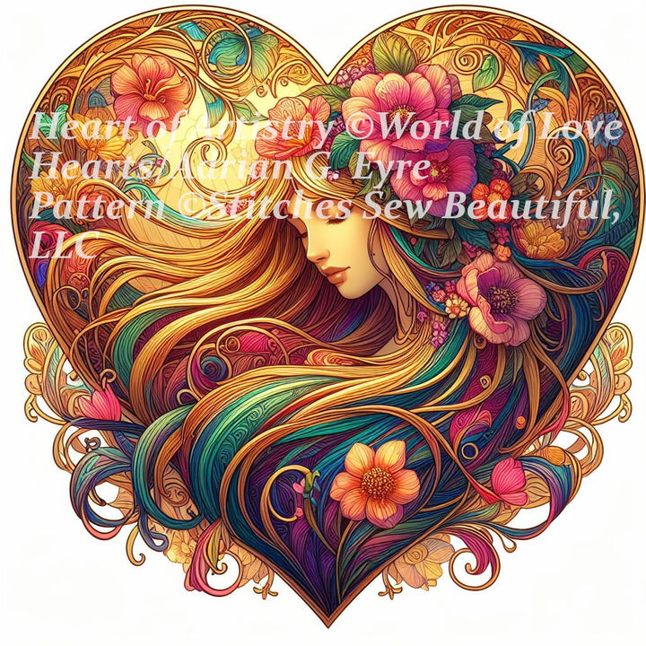 Heart of Artistry (Small) cross stitch pattern by World of Love Hearts/Adrian G. Eyre