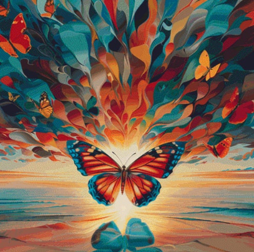 Butterfly Dreams-Surreal Symphony (Max Colors) cross stitch pattern by The Art Revivalist