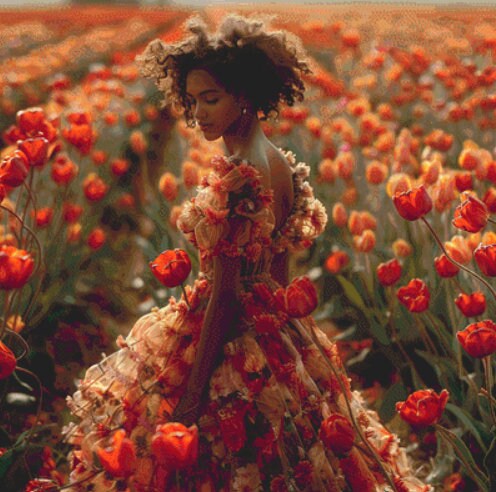 Woman in a Field of Flowers 8 (Max Colors) cross stitch pattern by Eder Jose Rosa