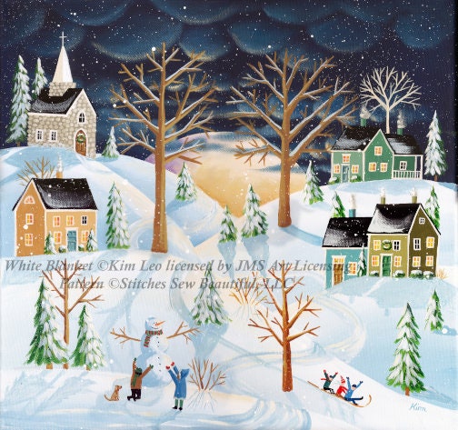 White Blanket cross stitch pattern by Kim Leo licensed by JMS Art Licensing